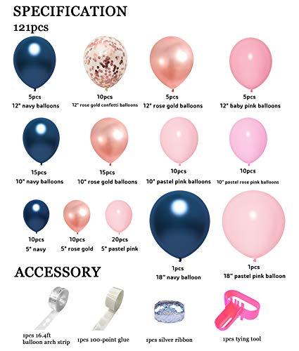 121 PCS Gender Reveal Party Supplies Rose Gold Navy Blue and Pink Latex Confetti Pearlescent Balloons Garland Arch Kit - If you say i do