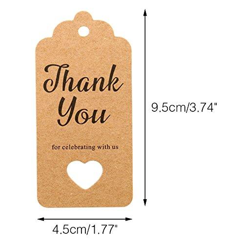 Thank You for Celebrating with Us Tags,100PCS 7cm X 4cm Paper Gift Tags  with Natural Jute Twine Kraft Hang Tag for Wedding Party Favors, Baby  Shower
