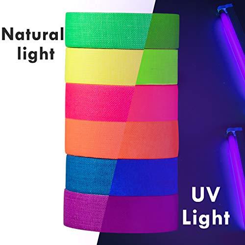 6 Colors Neon Gaffer Cloth Tape, Fluorescent UV Blacklight Glow in The Dark Tape for UV Party (0.6 inch x 16.5 feet) - If you say i do