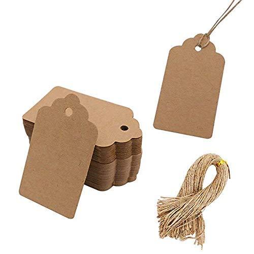 100pcs Kraft Paper Gift Tags with Free 100 Root Natural Jute Twine(Water Ripple) - If you say i do