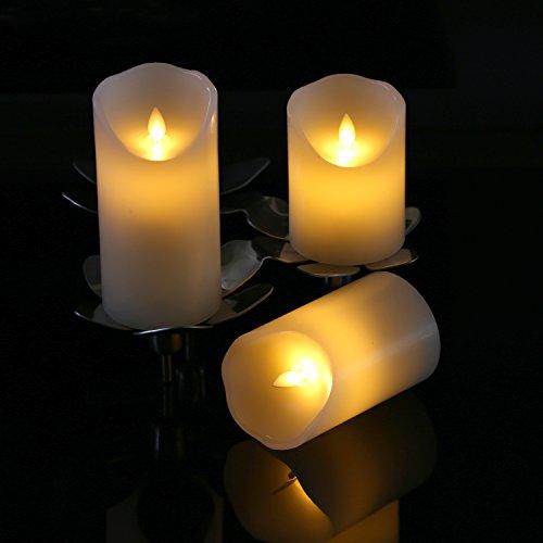 Flameless Candles 4" 5" 6" Set of 3 Ivory Dripless Pillars Include Realistic Dancing LED Flames and 10-Key Remote Control - If you say i do