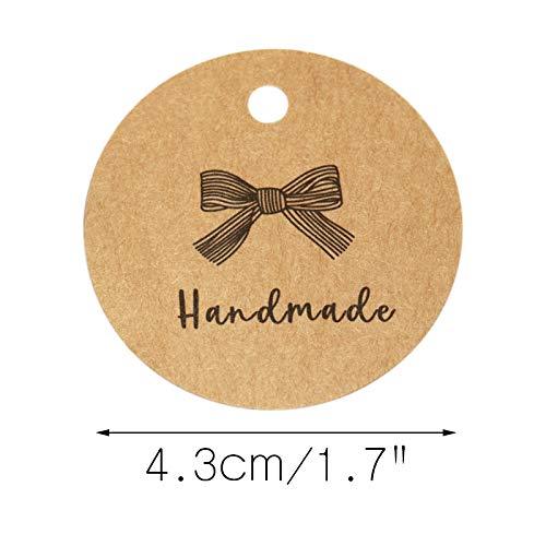 100X Kraft Paper Tags Handmade with Love Hang for Candy Gift