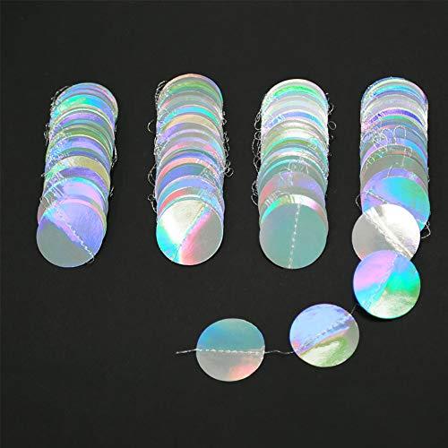 4 Glitter Iridescent Party Supplies Circle Garlands Holographic Hanging Dots Streamer Backdrop Decor - If you say i do
