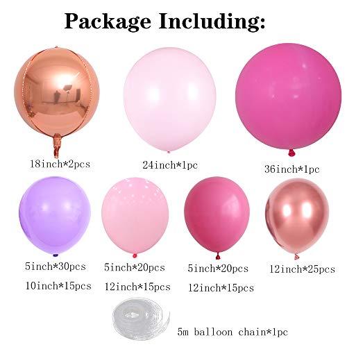 Hot Pink Balloon Garland Arch Kit, 140Pcs Pink Rose Gold Chrome Balloons for Birthday Wedding Party Balloons Decorations, Baby Shower Decorations - If you say i do