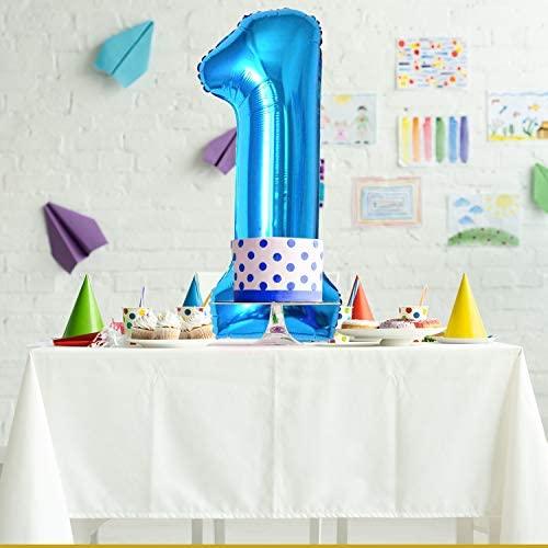 40" Number 1 Blue Balloon and Blue Confetti Balloons,Foil Mylar Blue Balloons Party Supplies for 1st Birthday Party - If you say i do