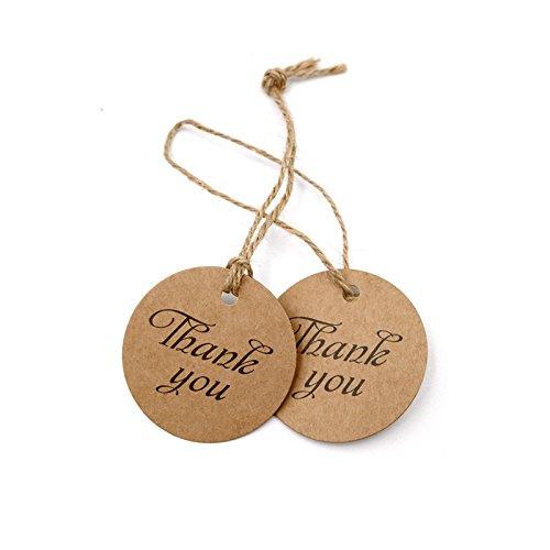 jijAcraft 100Pcs Thank You for Celebrating with Us Tags,Thank You  Tags,Thank You Gift Tags with String,Personalized Rectangle Brown Thank You  Tags for
