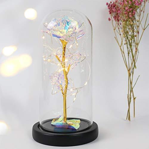 Christmas Rose Gift for her,Women's Gift Birthday Gifts Colorful Artificial Flower Rose Gift Led Light String on Colorful Flower - If you say i do