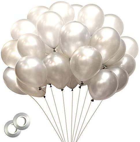 50 Metallic Chrome Silver Balloons 12 Inch Shiny Glossy Latex Helium party Balloons - If you say i do