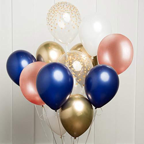 68 Pack Navy Blue Rose Gold Confetti Latex Balloons, 12 inch Birthday Balloons with 65 Feet balloon Ribbon for Birthday Party Wedding - If you say i do