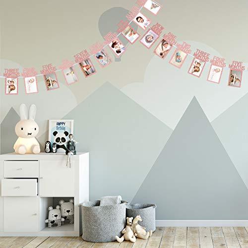 1st Birthday Baby Photo Banner for Newborn to 12 Months, Monthly Milestone Photograph Bunting Garland, First Birthday Celebration Decoration - If you say i do