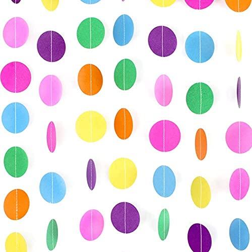 5pcs Colorful Paper Garland Circle Dots Party Hanging Rainbow Decorations for Birthday Wedding, Baby Shower, Classroom Candyland Streamers (66ft) - If you say i do