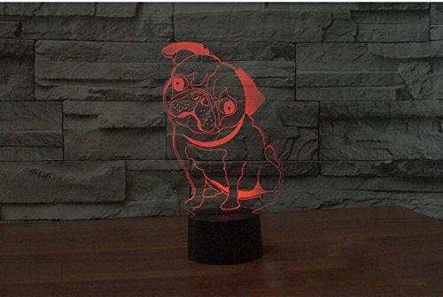 3D Cute Pug Dog Animal Night Light Touch Table Desk Optical Illusion Lamps 7 Color Changing Lights Home Decoration Xmas Birthday Gift - If you say i do