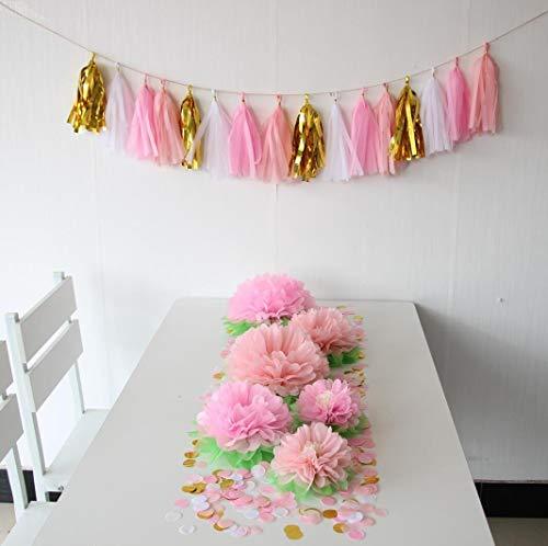 Pinks Flowers Decoration (11''-7'' Assorted) 6 pcs Artificial Tissue Paper Peony Nursery Wall Bridal Shower Centerpiece Baby Girl Birthday Tea Party - If you say i do