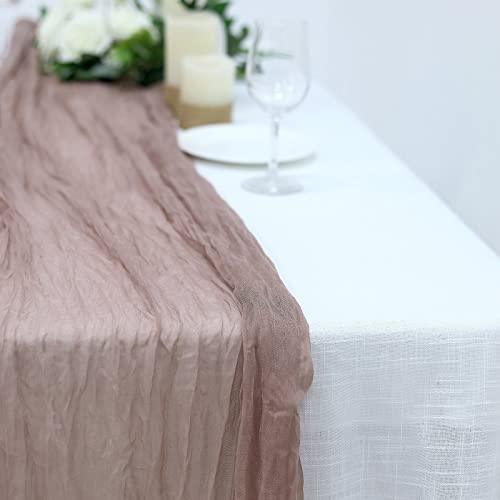 10FT Dusty Rose Cheesecloth Table Runner, Gauze Fabric Boho Wedding Arbor Decor - If you say i do