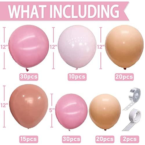 130Pcs Dusty Rose Pink Nude Mauve Brown Ivory White Boho Balloons Balloon Garland Kit - If you say i do