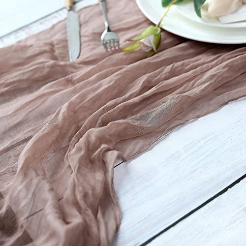 10FT Dusty Rose Cheesecloth Table Runner, Gauze Fabric Boho Wedding Arbor Decor - If you say i do
