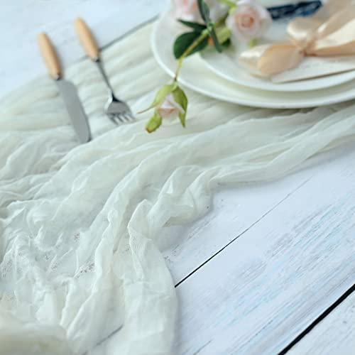 10FT Ivory Cheesecloth Table Runner, Gauze Fabric Boho Wedding Arbor Decor - If you say i do