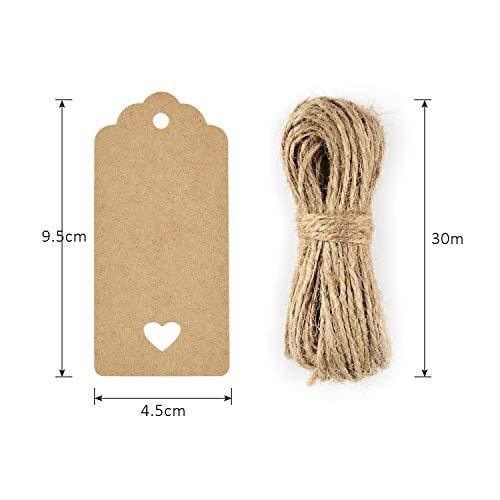 SallyFashion 100PCS Kraft Paper Tags, 2X4 Inches White Gift Tag Craft Hang  Tags with Free 100 Root Natural Jute Twine for Gifts Arts and Crafts