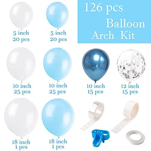 126 Pieces/PCS Metallic Blue White and Silver Confetti Latex Balloons for Baby Shower Birthday Wedding - If you say i do
