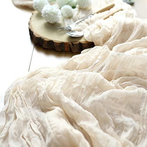 10FT Cream Cheesecloth Table Runner, Gauze Fabric Boho Wedding Arbor Decor - If you say i do