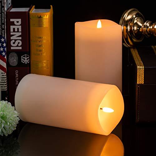 8" x 4" Large Battery Operated LED Flameless Decorative Candles Set with Remote Control Timer (No Moving Wick) - If you say i do