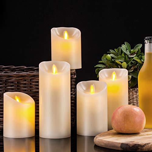 Flameless Candles Set of 5 Battery Operated LED Pillar Flickering Electric Candle Gift Set with Remote Control Cycling 24 Hours Timer - If you say i do