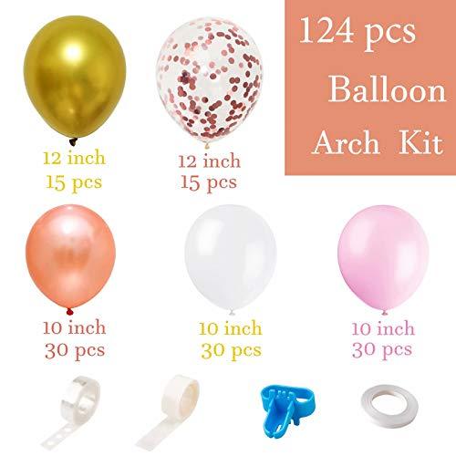 124 Pieces Rose Gold Balloon Garland Arch Kit / Pink White and Gold Confetti Latex Balloons for Baby Shower Wedding Birthday - If you say i do