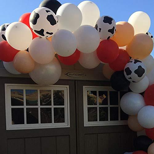 105pcs Balloon Garland Arch Kit, 12inch Cow Printed Balloons, White Black Red Yellow Balloons with 16ft Strip for Farm Birthday Party Cow Theme Party - If you say i do