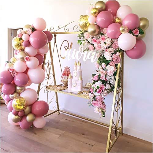134Pcs Pink and Gold Confetti Balloons, Balloon Garland Arch Kit, Pink and Gold Balloons for Parties - If you say i do