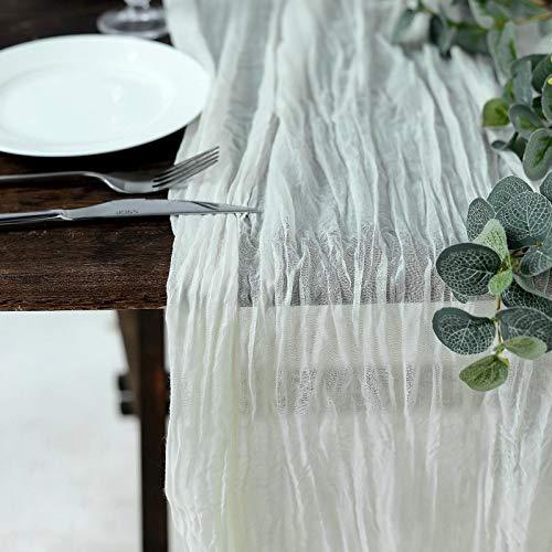 10FT Ivory Cheesecloth Table Runner, Gauze Fabric Boho Wedding Arbor Decor - If you say i do