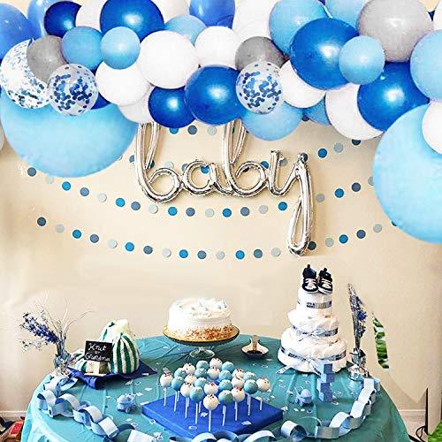 135 Pieces Blue Balloon Garland Arch Kit - White Blue Silver and Blue Confetti Latex Balloons for Baby Shower Wedding Birthday Party - If you say i do
