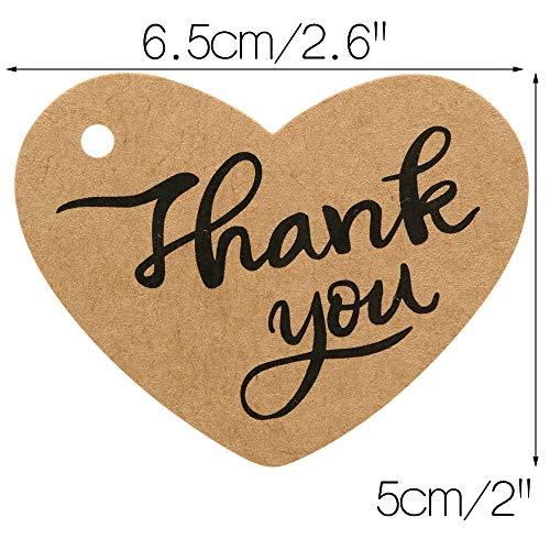 100PCS Thank You Tags 2.6" X 2" Kraft Paper Gift Tags with 100 Feet Natural Jute Twine Perfect for Valentine's Day,Baby Shower,Wedding Party Favor - If you say i do