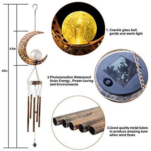 Moon Crackle Glass Ball Wind Chimes Solar Wind Chimes Moon Decor for Outside Outdoor Clearance Gardening Gifts Birthday Gifts - If you say i do