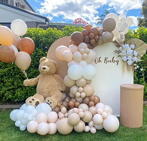 126PCS Brown Nude Cream Neutral Boho Safari Teddy Bear Balloons Balloon Garland Kit - If you say i do