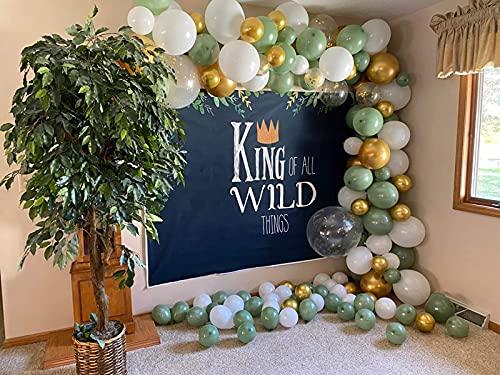 127PCS Olive Green Balloon Garland Arch Kit White Gold Confetti Balloons Retro Green Balloon and Gold Metallic Chrome Latex Balloons Set - If you say i do