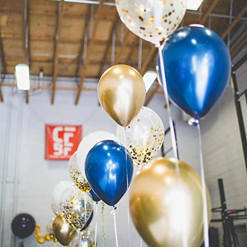 50pcs/lot Navy Blue Gold Confetti Balloons Birthday 12inch White