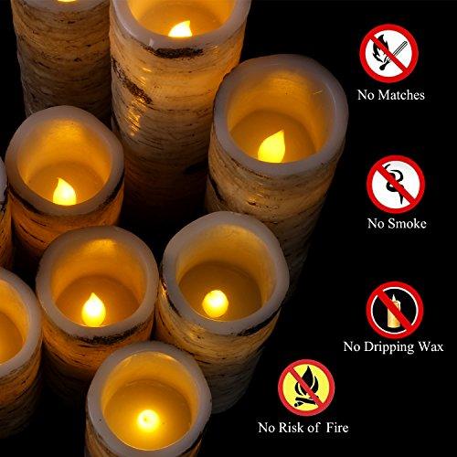 Flameless Candles Battery Operated Candles Birch Effect 4" 5" 6" 7" 8" 9" Set of 9 LED Candles with 10-Key Remote Control 2/4/6/8 Hours Timer - If you say i do