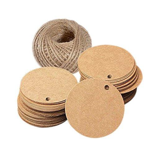 Brown Tag,Kraft Paper Gift Tag with 100 Feet Jute Twine Round Shaped 5.5 cm Blank Hang Tags for Craft Projects, Xmas Gifts - If you say i do