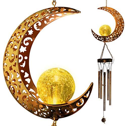 Moon Crackle Glass Ball Wind Chimes Solar Wind Chimes Moon Decor for Outside Outdoor Clearance Gardening Gifts Birthday Gifts - If you say i do