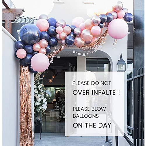 Gender Reveal Decorations Navy Blush Balloon Garland Arch Kit Reveal Party  Backdrop Supplies with Navy Blue Pink Rose Gold Confetti Latex Balloons for