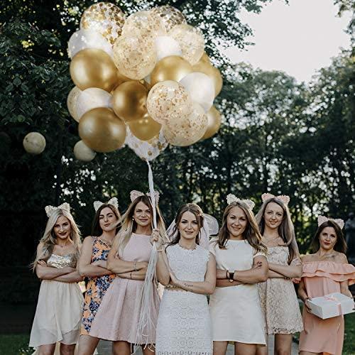60 Pack Gold Balloons + Gold Confetti Balloons w/Ribbon | Balloons Gold | Gold Balloon | Gold Latex Balloons | Golden Balloons - If you say i do