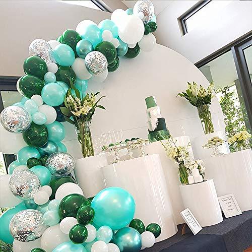 100pcs Balloon Garland Kit Green Metallic Chrome Balloon, Silver Confetti Balloon, White Balloon for Baby Shower Wedding Birthday Party Decoration - If you say i do
