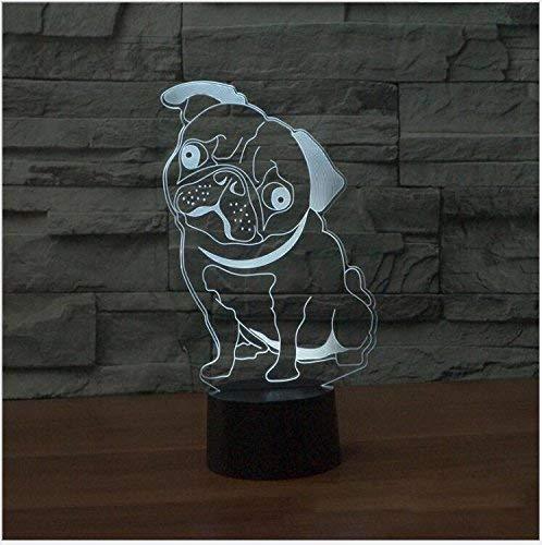 3D Cute Pug Dog Animal Night Light Touch Table Desk Optical Illusion Lamps 7 Color Changing Lights Home Decoration Xmas Birthday Gift - If you say i do