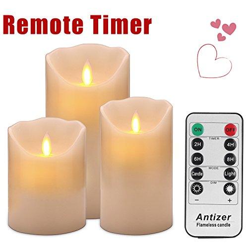 Flameless Candles 4" 5" 6" Set of 3 Ivory Dripless Pillars Include Realistic Dancing LED Flames and 10-Key Remote Control - If you say i do