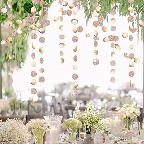 4 Pcs Glitter Champagne Gold Decorations Paper Circle Dots Garland Party Streamers Bunting Backdrop Hanging Decor - If you say i do