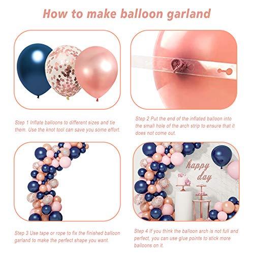 121 PCS Gender Reveal Party Supplies Rose Gold Navy Blue and Pink Latex Confetti Pearlescent Balloons Garland Arch Kit - If you say i do