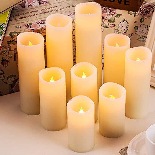 Flameless Candles Battery Operated LED Pillar Electric Unscented Candles with Remote Control Cycling 24 Hours Timer, Ivory Color, Set of 9 - If you say i do