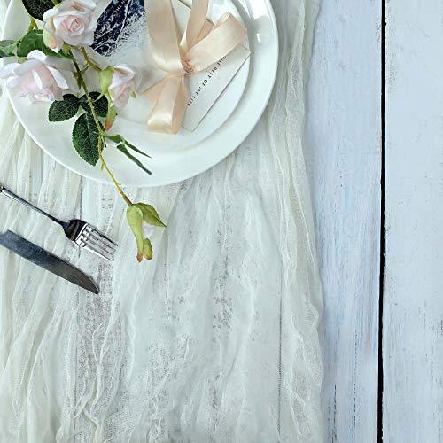 10FT Ivory Cheesecloth Table Runner, Gauze Fabric Boho Wedding Arbor Decor - If you say i do