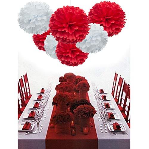 12pcs Red White Paper Flower Tissue Pom Poms Party Supplies – If you say i  do