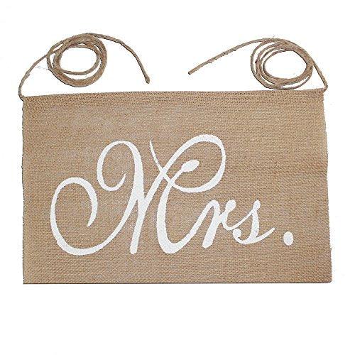 Mr and Mrs Burlap Banner Chair Signs Garland for Vintage Rustic Wedding, Bridal Shower, Engagement Party Decorations, 2pcs - If you say i do